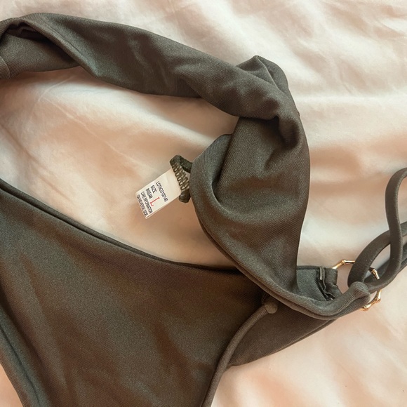 Army Green Adjustable Thong Bikini Bottom - Picture 5 of 7